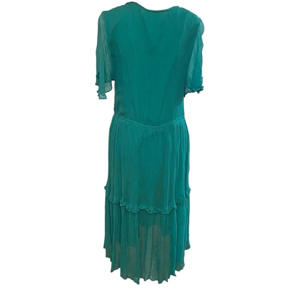 Sundance Catalog Monaco Meetup Dress in Sea Green Size Medium Gauzy Flowy MIDI - Picture 9 of 11